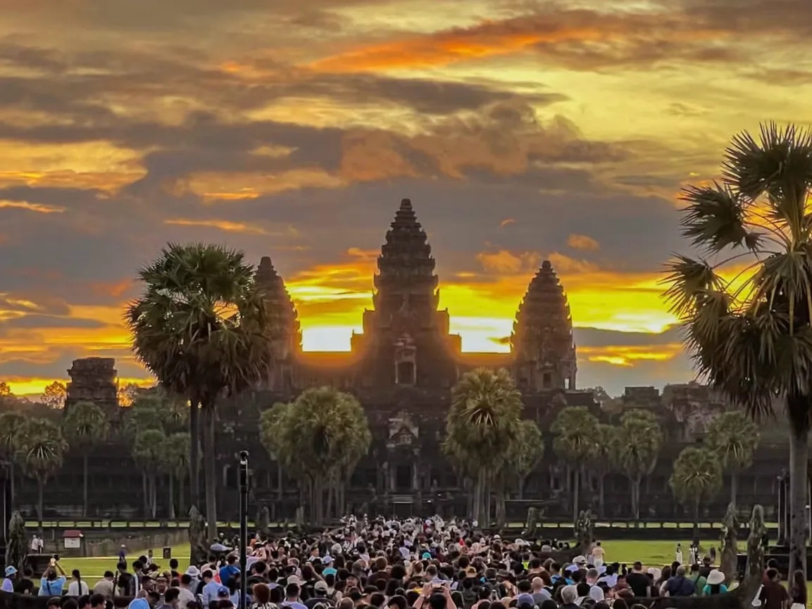Beautiful sunrise over Angkor Wat Temple in Siem Reap, Cambodia